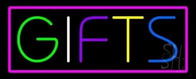 Gifts Rectangle Pink Neon Sign