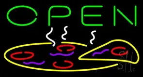 Green Open Pizza Neon Sign