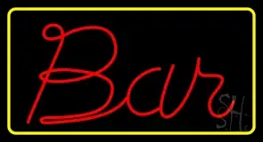 Red Bar With Yellow Border LED Neon Sign