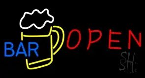 Red Open Bar With Beer Mug LED Neon Sign