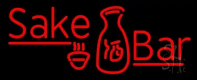 Red Sake Bar With Bottle and Glass LED Neon Sign
