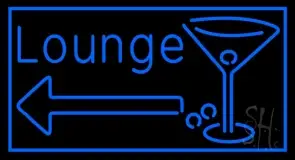 Blue Lounge With Arrow and Martini Glass LED Neon Sign