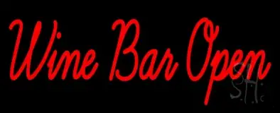 Cursive Red Wine Bar Open LED Neon Sign