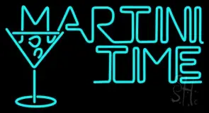 Martini Time With Martini Glass LED Neon Sign
