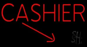 Red Cashier With Arrow LED Neon Sign