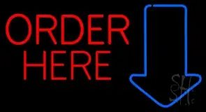 Red Order Here With Arrow LED Neon Sign