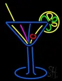 Stylized Cocktail Or Martini Glass With Lime Slice LED Neon Sign