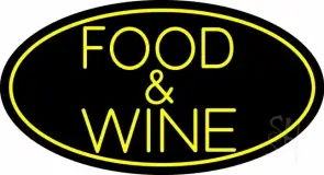 Yellow Food and Wine LED Neon Sign