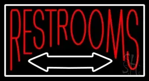 Red Restrooms with Double Sided Arrow LED Neon Sign