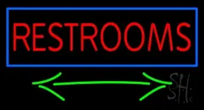 Red Restrooms With Blue Border LED Neon Sign