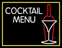 Cocktail Menu With Bottle And Glass LED Neon Sign