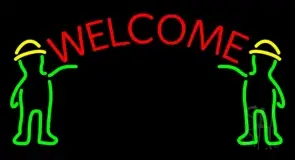 Men Holding Welcome Banner LED Neon Sign