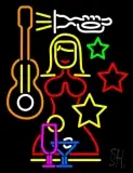 Night Club With Girl Guitar Wine Glasses LED Neon Sign