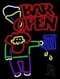 Double Stroke Bar Open With Man and Mug LED Neon Sign