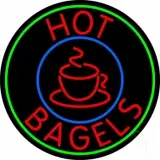 Red Hot Bagels Round LED Neon Sign