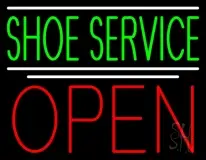 Green Shoe Service Open LED Neon Sign