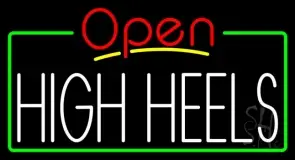 High Heels Open With Green Border LED Neon Sign