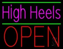 High Heels Open With Green Line LED Neon Sign
