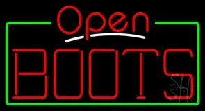 Red Boots Open With Border LED Neon Sign