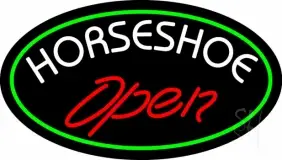 Red Horseshoe Open LED Neon Sign