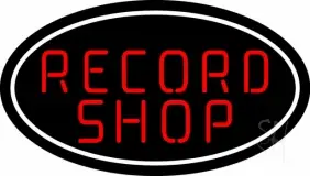Red Record Shop Block 2 LED Neon Sign