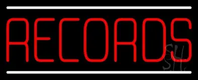 Red Records White Line LED Neon Sign
