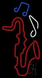 Red Saxophone With Musical Notes 1 LED Neon Sign