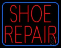 Red Shoe Repair Blue Border LED Neon Sign