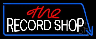 Red The White Record Shop Blue Arrow LED Neon Sign