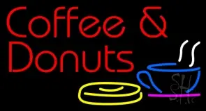 Coffee And Donuts With Coffee Glass LED Neon Sign