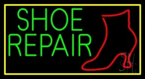 Shoe Repair Yellow Border LED Neon Sign