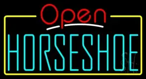 Turquoise Horseshoe Open LED Neon Sign