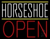 White Horseshoe Open LED Neon Sign