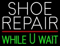 White Shoe Repair Green While You Wait LED Neon Sign