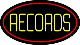 Yellow Records Red Border 2 LED Neon Sign