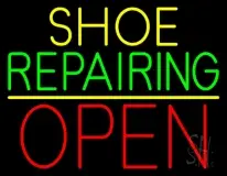 Yellow Shoe Green Repairing Open LED Neon Sign