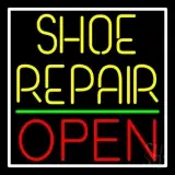 Yellow Shoe Repair Open With Border LED Neon Sign