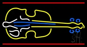 Yellow Violin Red Line LED Neon Sign