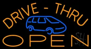 Drive Thru Open With Car LED Neon Sign