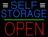 Blue Self Storage With Open 1 LED Neon Sign