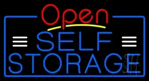 Blue Self Storage With Open 4 LED Neon Sign