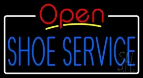 Blue Shoe Service Open LED Neon Sign