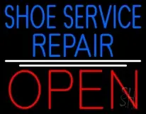 Blue Shoe Service Repair Open LED Neon Sign