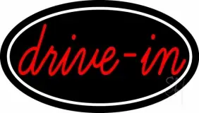 Cursive Drive In With Border LED Neon Sign