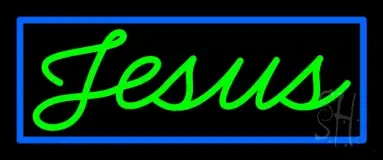 Cursive Jesus With Border LED Neon Sign