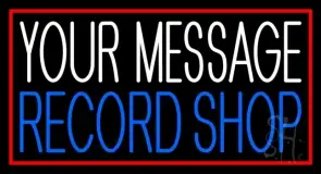Custom Blue Record Shop Red Border 1 LED Neon Sign