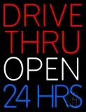 Red Drive Thru Open 24 Hrs LED Neon Sign