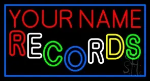 Custom Multicolor Double Stroke Records Blue Border LED Neon Sign