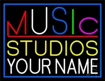 Custom Music Studio Blue Border LED Neon Sign