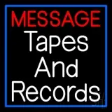 Custom Records And Tapes Blue Border LED Neon Sign